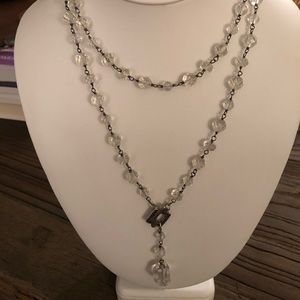 Silpada Glass Crystal and Silver Lariat Necklace